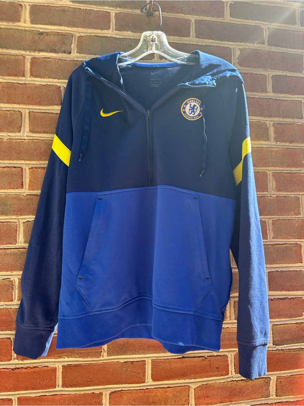 Nike Chelsea FC 2021/22 Dri-FIT Full Zip Hoodie Blue Yellow Men’s M